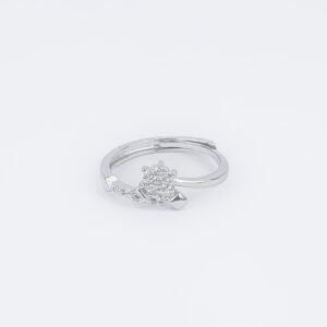 Twilight Petal Sparkle Silver Ring