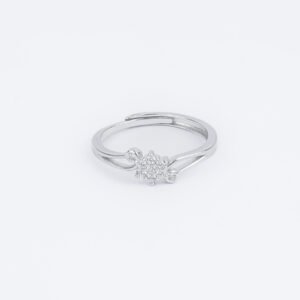 Floral Diamond Silver Ring