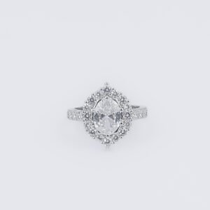 Celestial Oval Silver Halo Ring