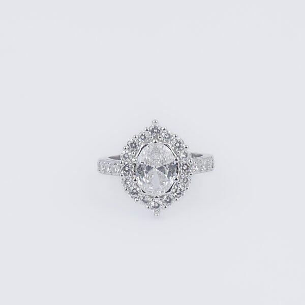 Celestial Oval Silver Halo Ring
