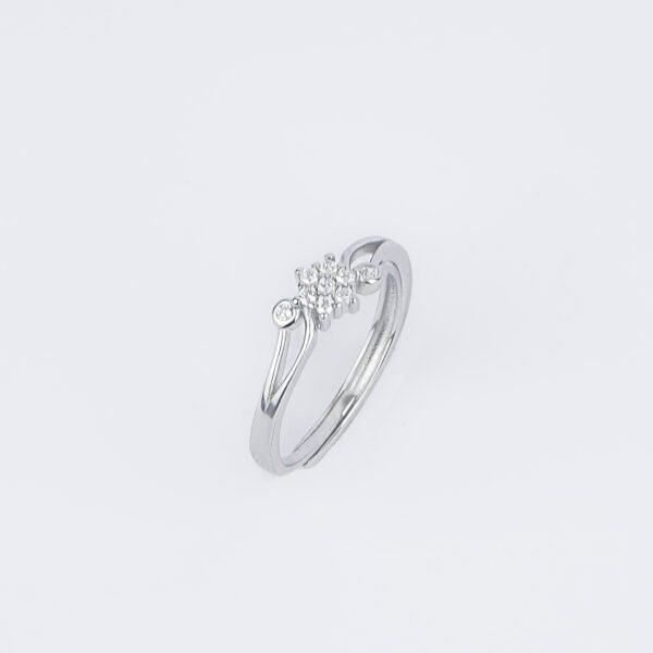 Floral Diamond Silver Ring